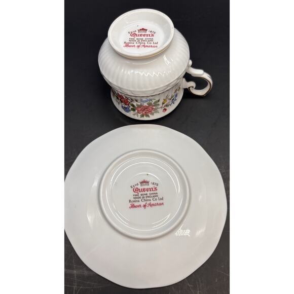￼Vintage Rosina Queens Bone China, Demitasse Teacup Cup Saucer Flowers Of Amaran - Picture 8 of 16